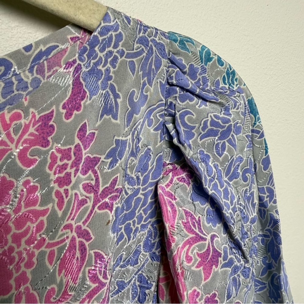 Vintage Anne Crimmins 100% Silk Jacquard Floral Midi Dress 6 | Umi Collections - Picture 7 of 10